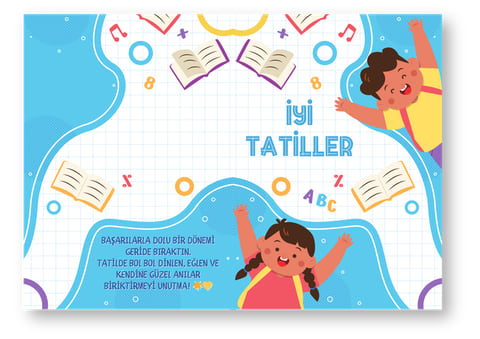 İyi Tatiller temalı isme özel karne kılıfı tasarımı