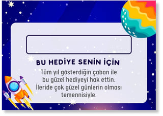 Öğrenciye özel isim kartı, roket temalı tasarım